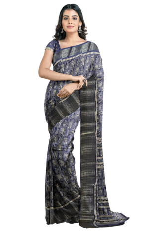Silk Saree by Sarandhri Dola Silk Cambridge Saree Lapis Lazuli Luster x One Blouse