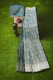 Silk Saree by Sarandhri Dola Silk Cambridge Saree Chartreuse Couture Charm x One Blouse