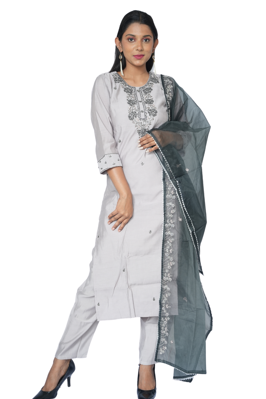 3 Piece Kurta Set Smoky Noir