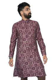Viscose-Rayon Wedding Kurta For Men Vivid Vedic Maroon