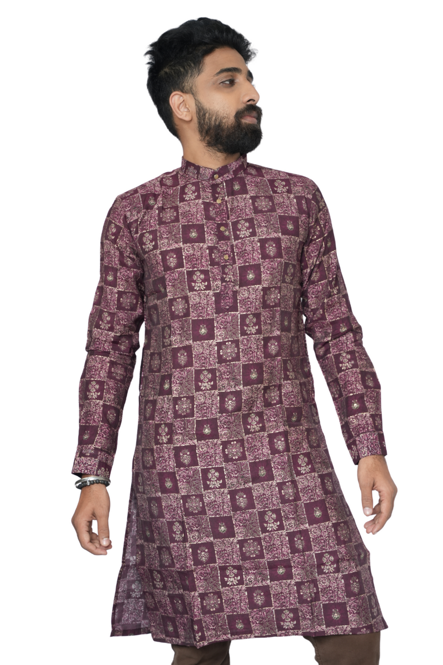 Viscose-Rayon Wedding Kurta For Men Vivid Vedic Maroon