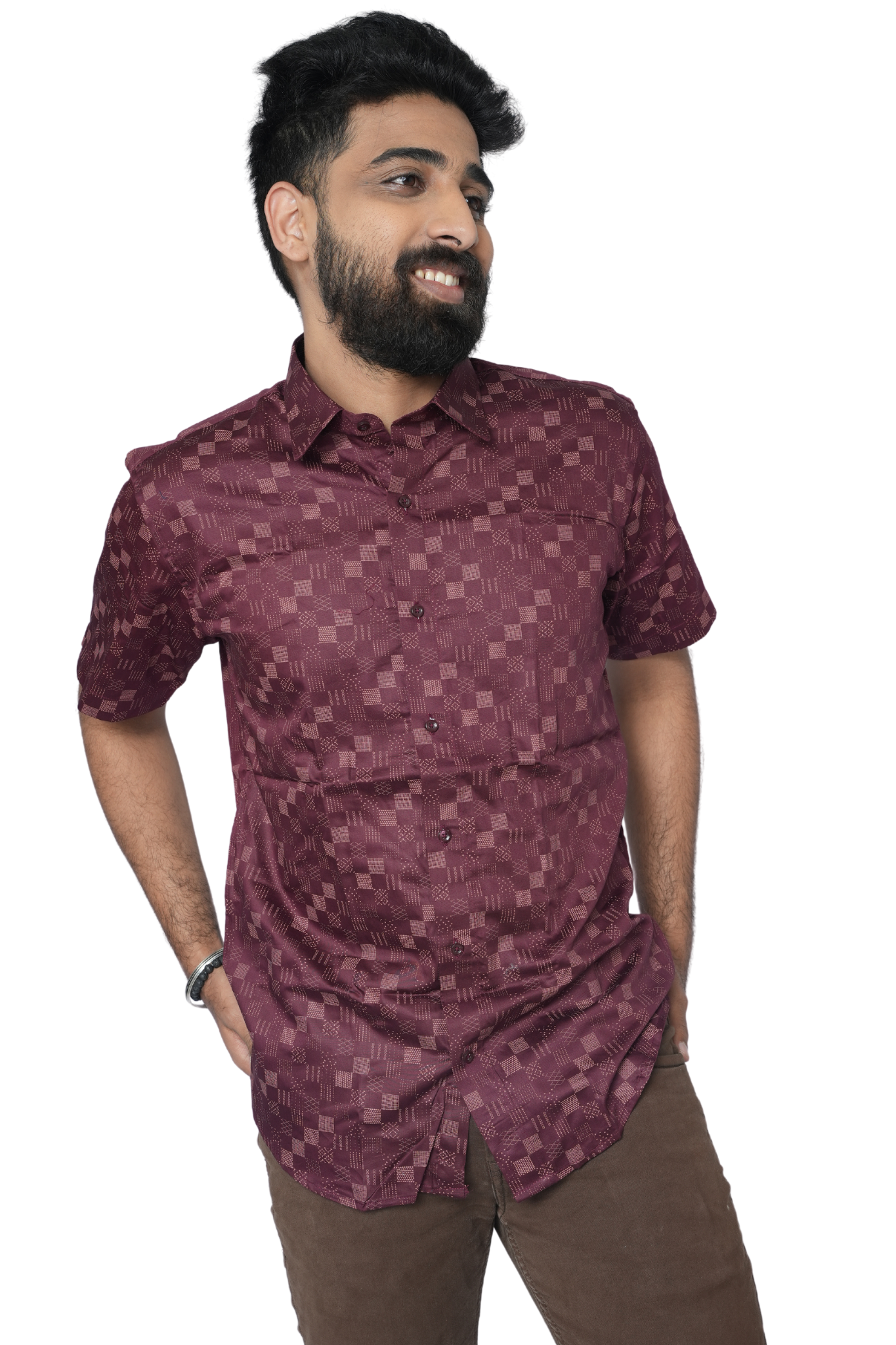 Unisex Half Sleeve Shirts Velvet Merlot PanacheUnis | Pure Cotton Shirt