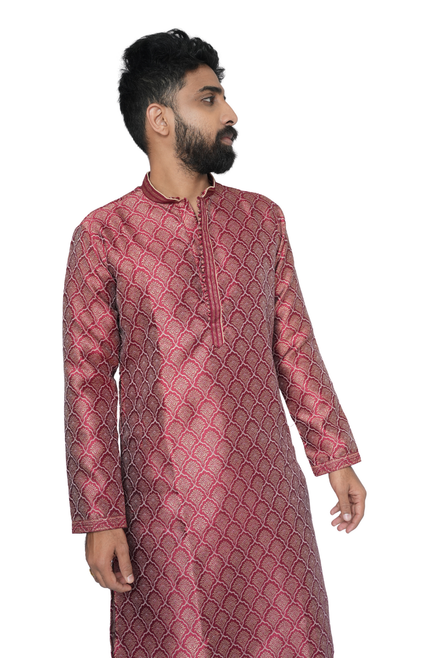 Heavy Silk Kurta For Men Jacquard Auburn Aura