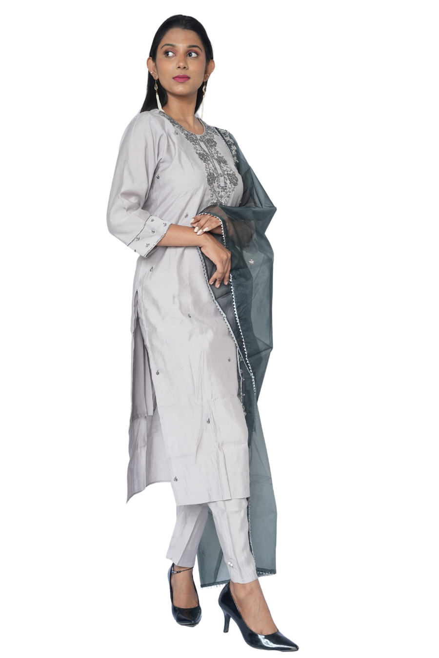 3 Piece Kurta Set Smoky Noir