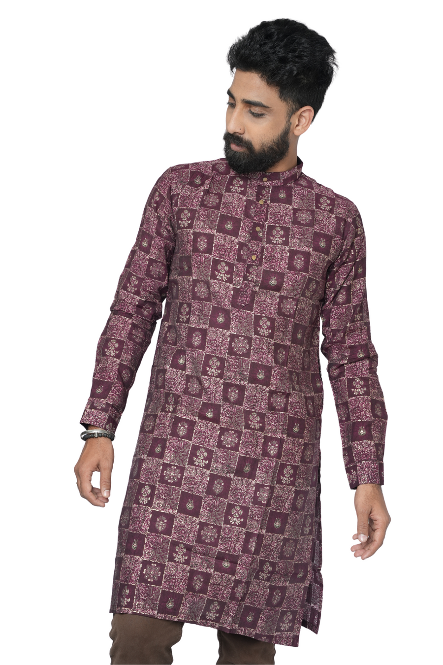 Viscose-Rayon Wedding Kurta For Men Vivid Vedic Maroon