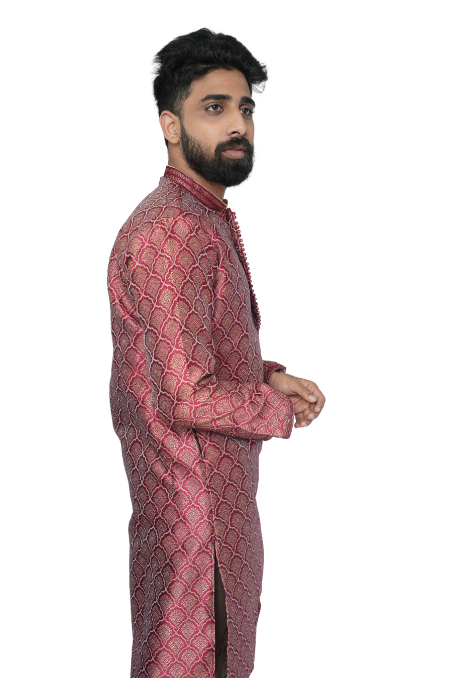 Heavy Silk Kurta For Men Jacquard Auburn Aura