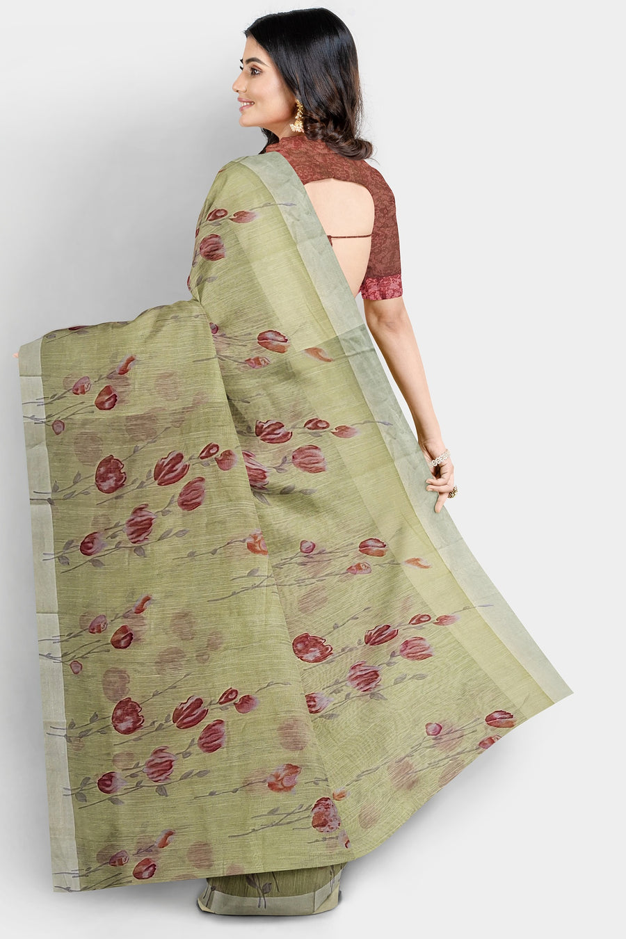 Linen Satin Saree by Sarandhri Siddhi Linen Satin Saree Light Lemon Rouge x One Blouse