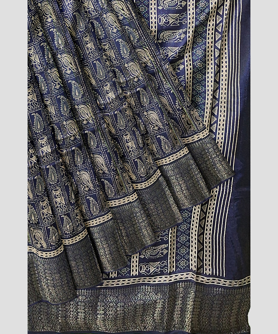 Silk Saree by Sarandhri Dola Silk Cambridge Saree Lapis Lazuli Luster x One Blouse