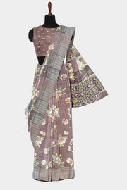 Silk Saree by Sarandhri Dola Silk Cambridge Saree Auburn Rose Bloom x One Blouse