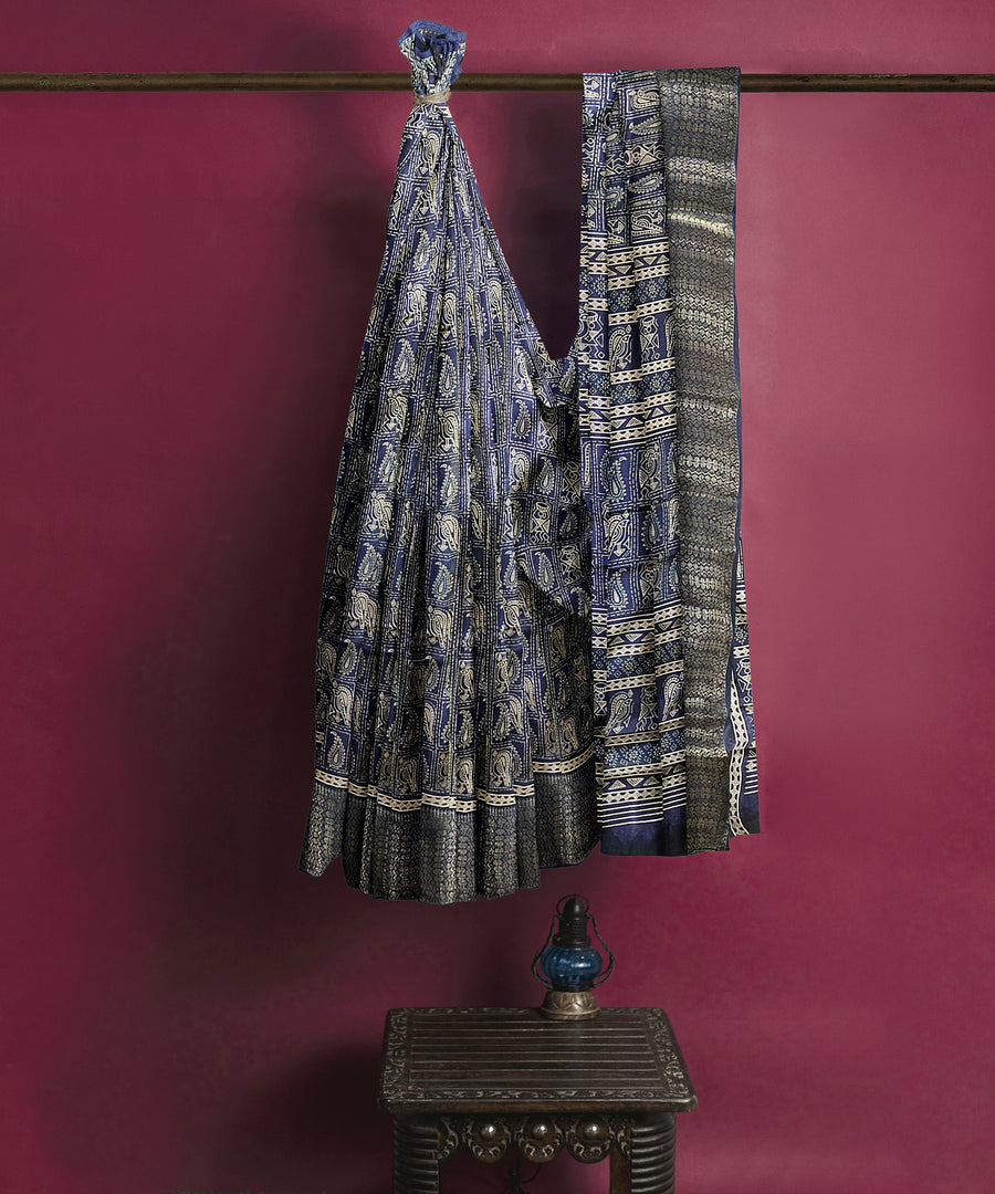 Silk Saree by Sarandhri Dola Silk Cambridge Saree Lapis Lazuli Luster x One Blouse