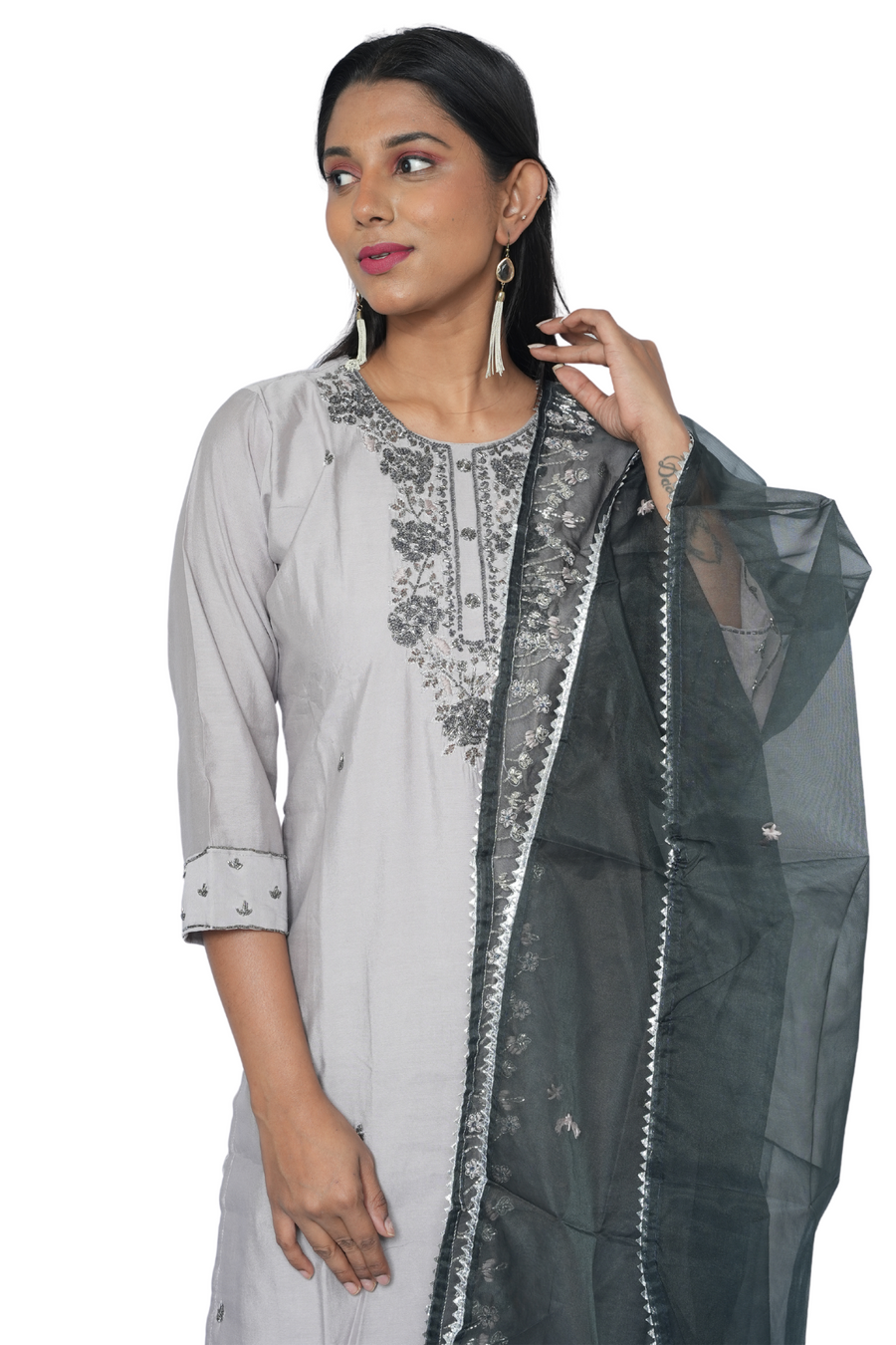 3 Piece Kurta Set Smoky Noir