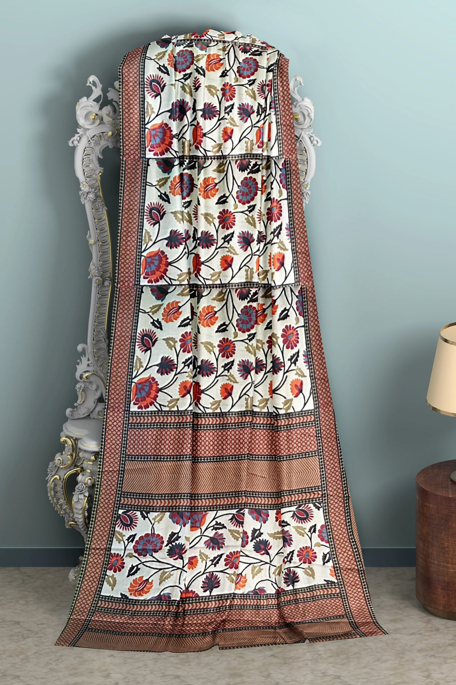 Kalamkari Saree in Manipuri Silk Radiance x One Blouse