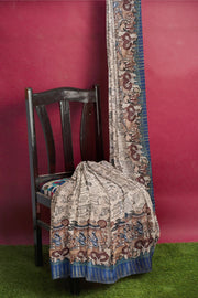 Manipuri Print Saree by Sarandhri Abhushit Slate Serenade x One Blouse