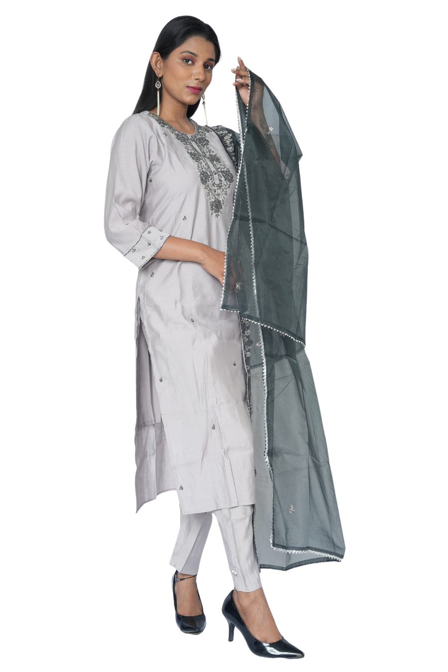 3 Piece Kurta Set Smoky Noir
