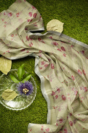 Linen Satin Saree by Sarandhri Siddhi Linen Satin Saree Light Lemon Rouge x One Blouse