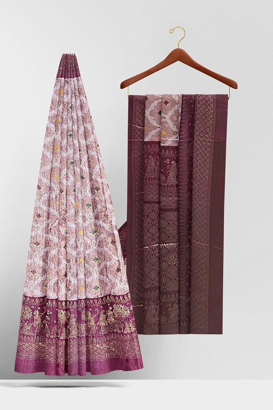 Royal Silk Saree by Sarandhri Rajdarbari Silk Glimmering Garnet Elegance x One Blouse