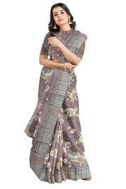 Silk Saree by Sarandhri Dola Silk Cambridge Saree Auburn Rose Bloom x One Blouse