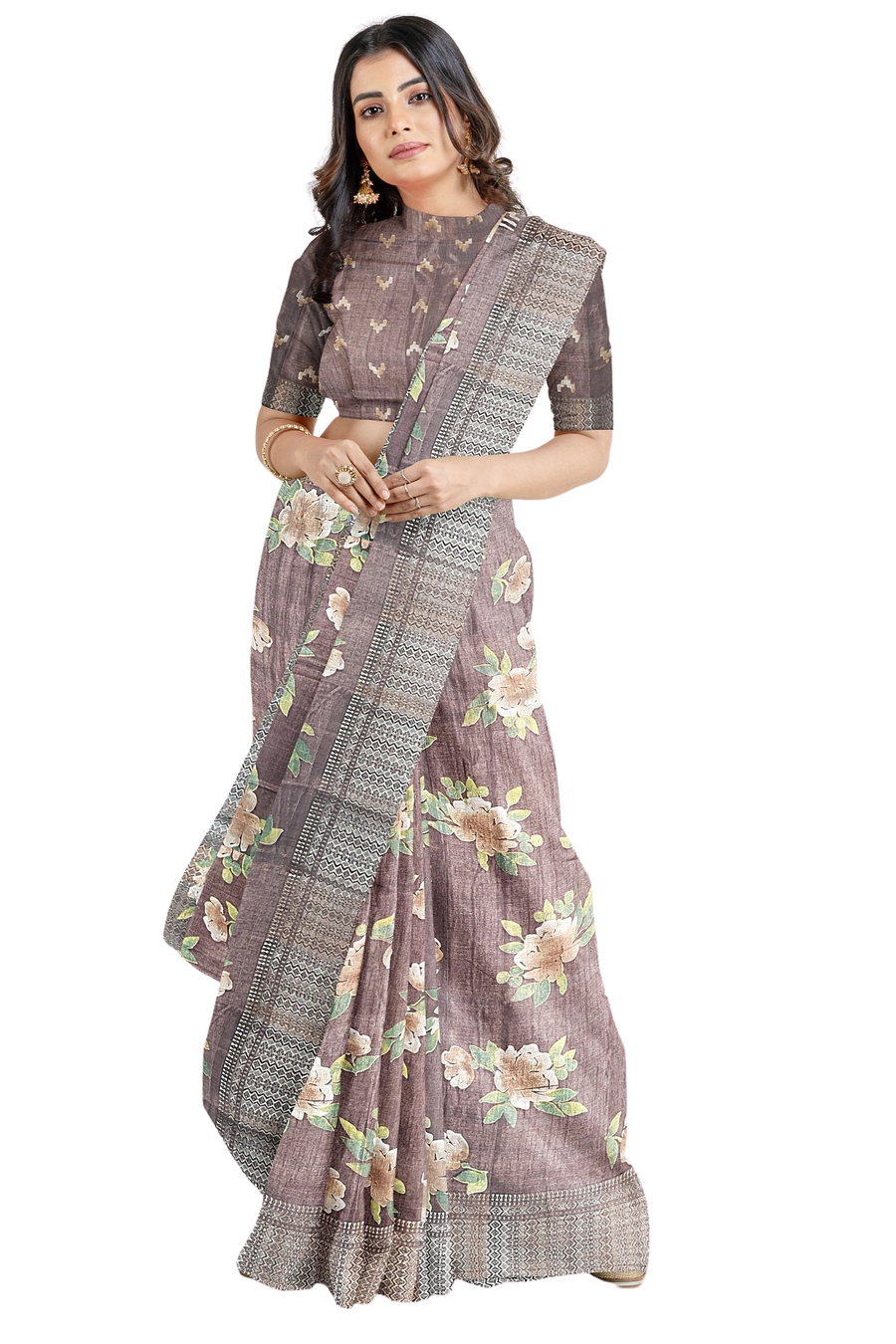 Silk Saree by Sarandhri Dola Silk Cambridge Saree Auburn Rose Bloom x One Blouse