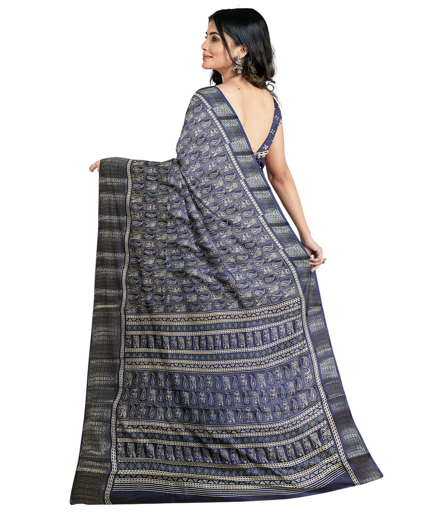 Silk Saree by Sarandhri Dola Silk Cambridge Saree Lapis Lazuli Luster x One Blouse