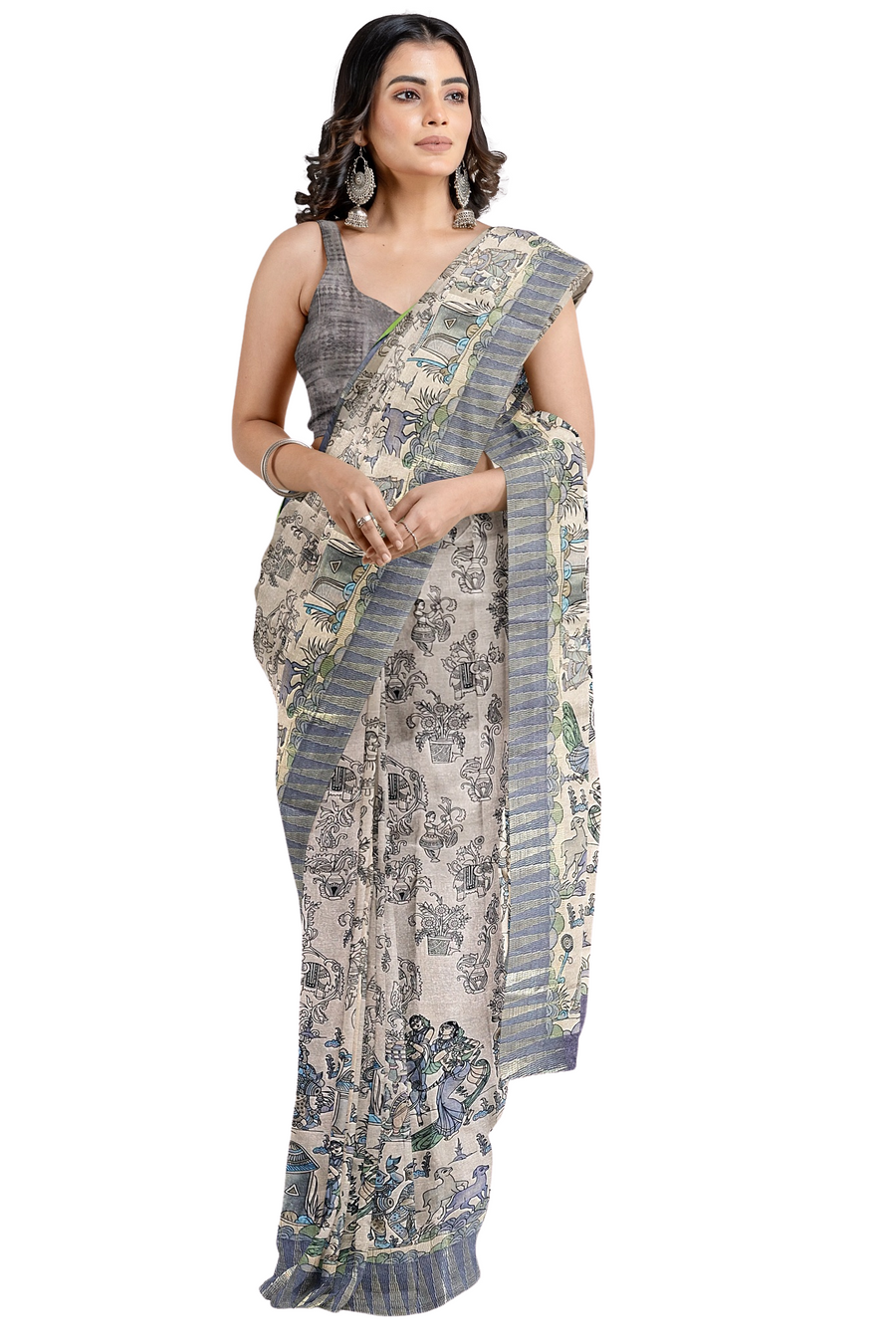 Manipuri Print Saree by Sarandhri Abhushit Nebula Threads x One Blouse