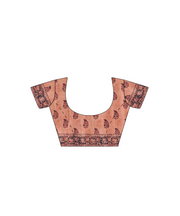 Silk Saree by Sarandhri Cosy Silk with Traditional Indian Print Majestic Mocha Melody x One Blouse