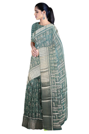 Silk Saree by Sarandhri Dola Silk Cambridge Saree Chartreuse Couture Charm x One Blouse