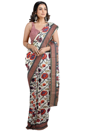 Kalamkari Saree in Manipuri Silk Radiance x One Blouse