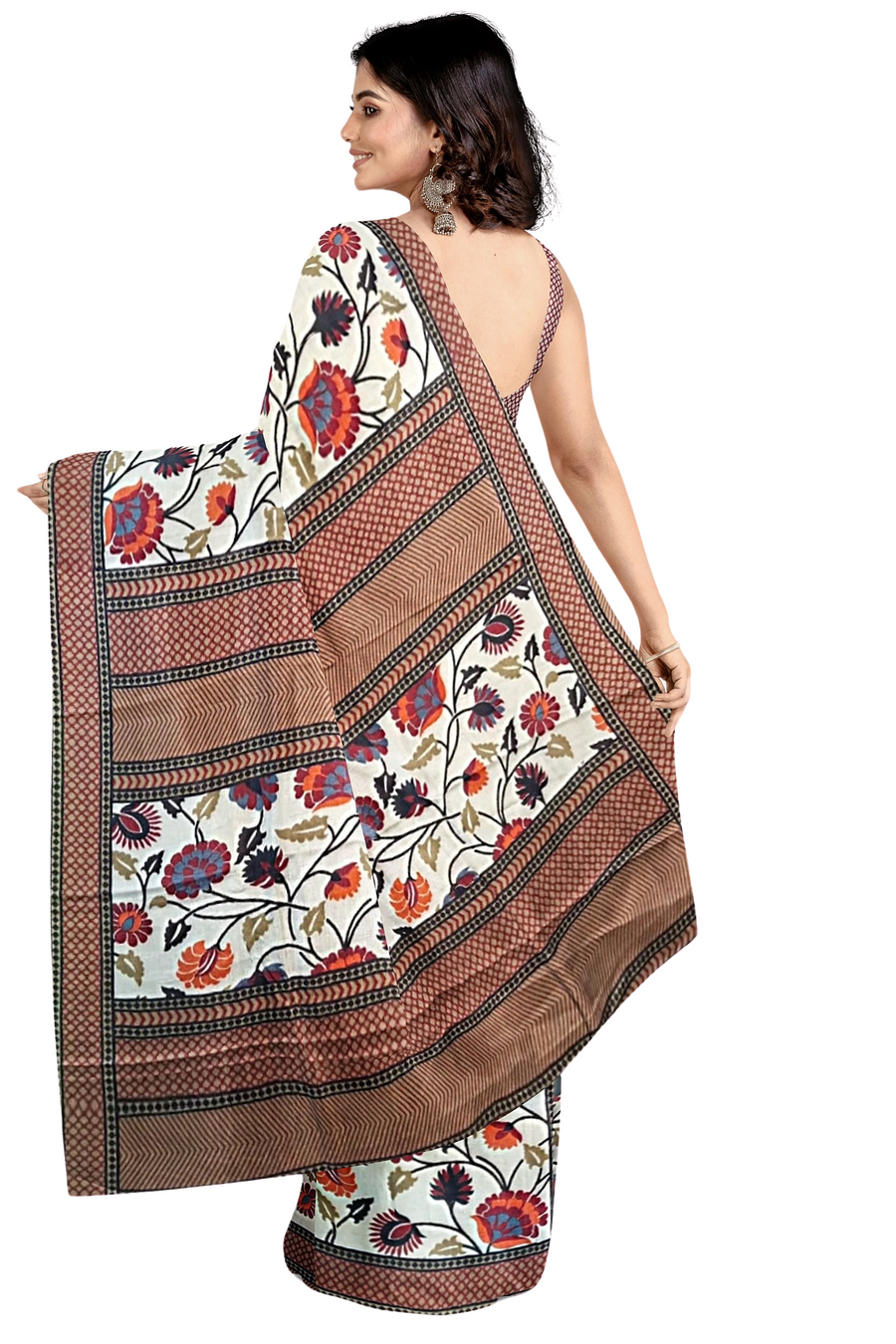 Kalamkari Saree in Manipuri Silk Radiance x One Blouse