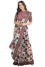 Kalamkari Saree in Manipuri Silk Radiance x One Blouse